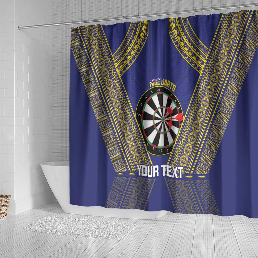 Personalised Niue Darts Shower Curtain Dart Board Hiapo Pattern LT14 - Polynesian Pride