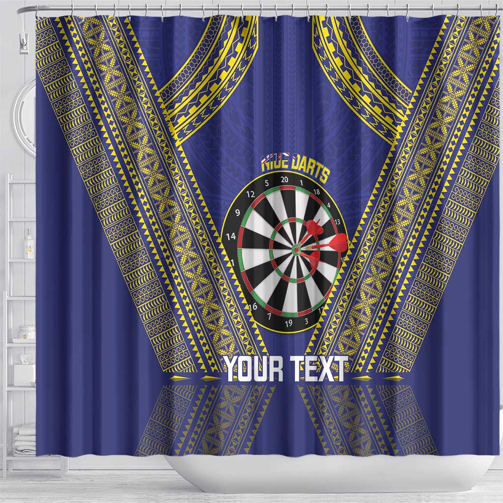 Personalised Niue Darts Shower Curtain Dart Board Hiapo Pattern LT14 - Polynesian Pride