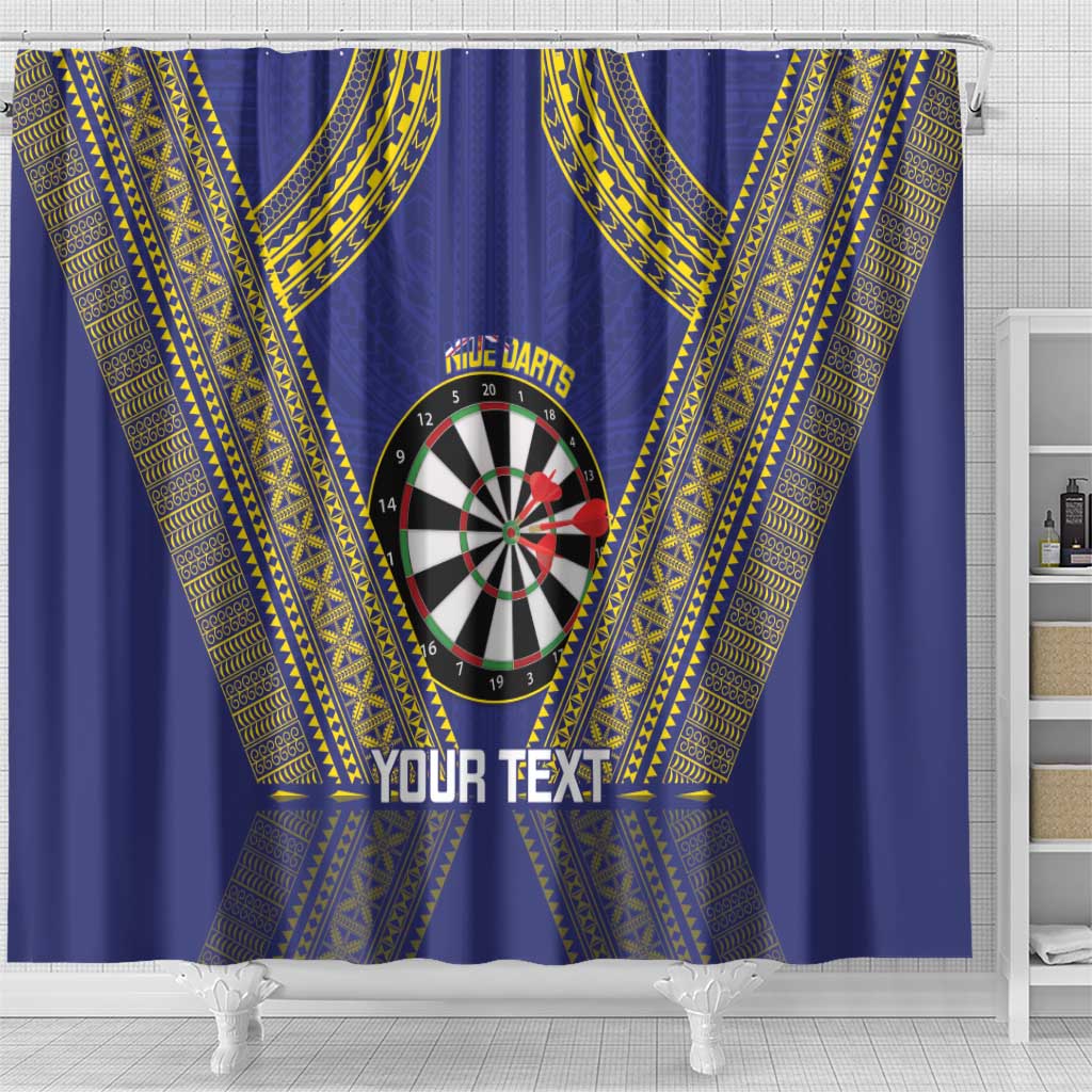 Personalised Niue Darts Shower Curtain Dart Board Hiapo Pattern LT14 - Polynesian Pride