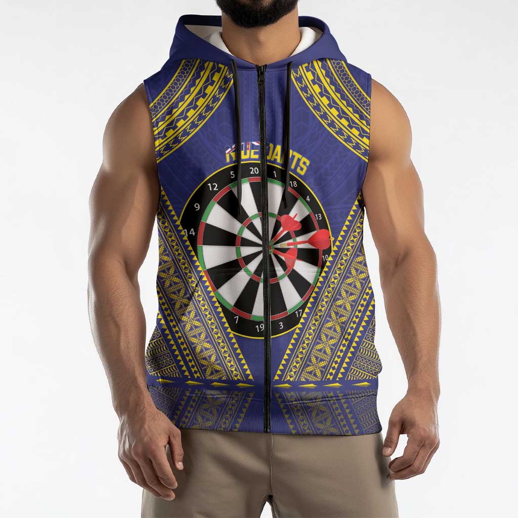 Personalised Niue Darts Sleeveless Zip Hoodie Dart Board Hiapo Pattern LT14 - Polynesian Pride