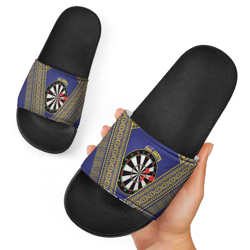 Personalised Niue Darts Slide Sandals Dart Board Hiapo Pattern LT14 - Polynesian Pride