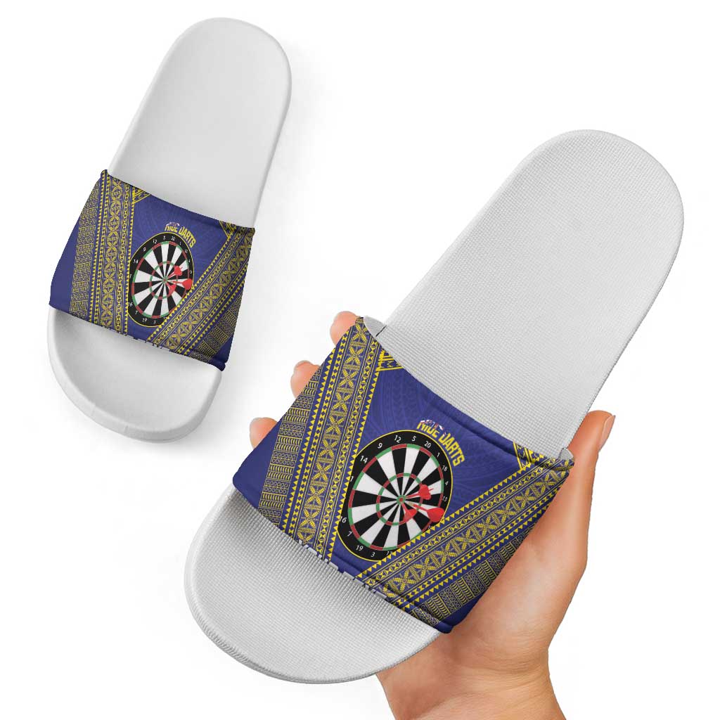 Personalised Niue Darts Slide Sandals Dart Board Hiapo Pattern LT14 - Polynesian Pride