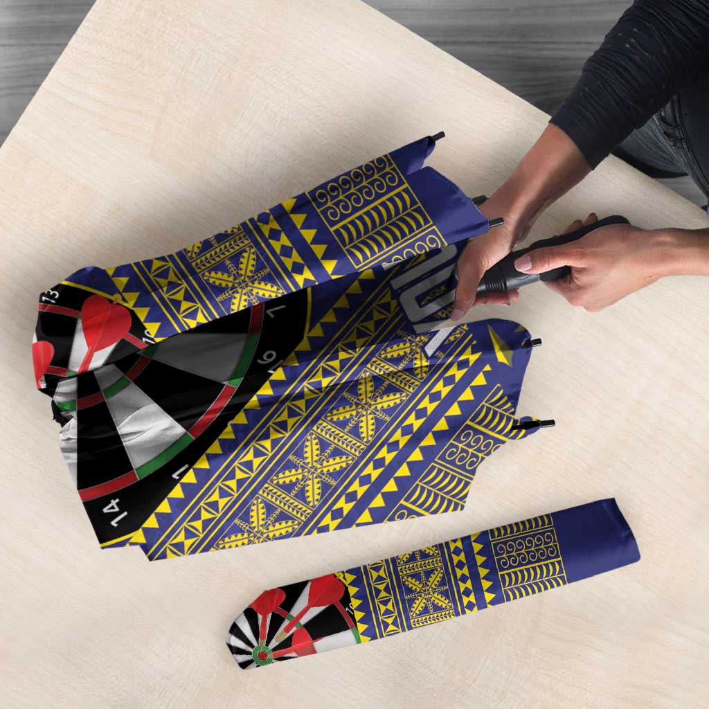 Personalised Niue Darts Umbrella Dart Board Hiapo Pattern LT14 - Polynesian Pride