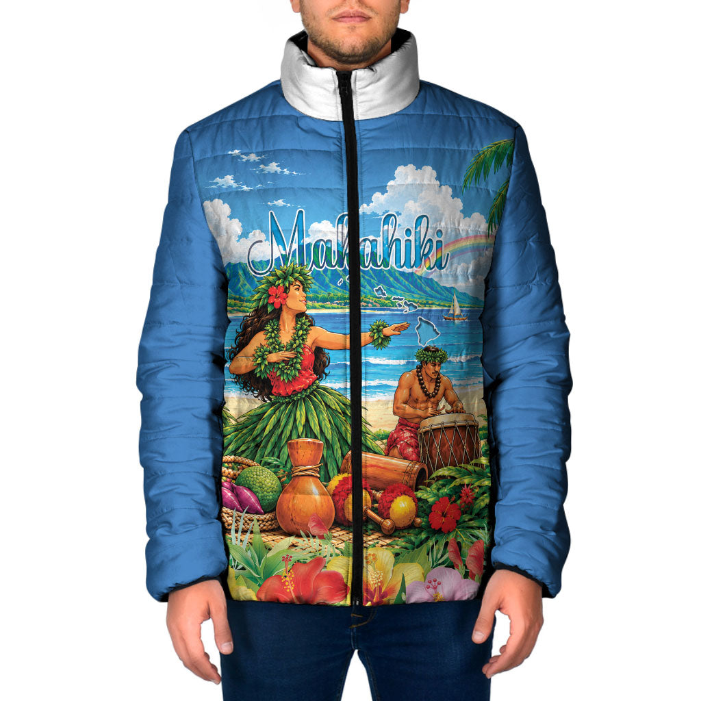Hawaii Makahiki Padded Jacket Hawaiian New Year Tropical Vibes LT14 Men Blue - Polynesian Pride