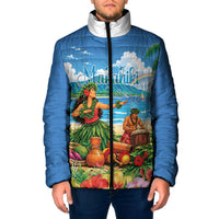 Hawaii Makahiki Padded Jacket Hawaiian New Year Tropical Vibes LT14 Men Blue - Polynesian Pride
