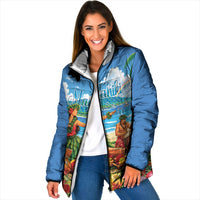 Hawaii Makahiki Padded Jacket Hawaiian New Year Tropical Vibes LT14 Women Blue - Polynesian Pride