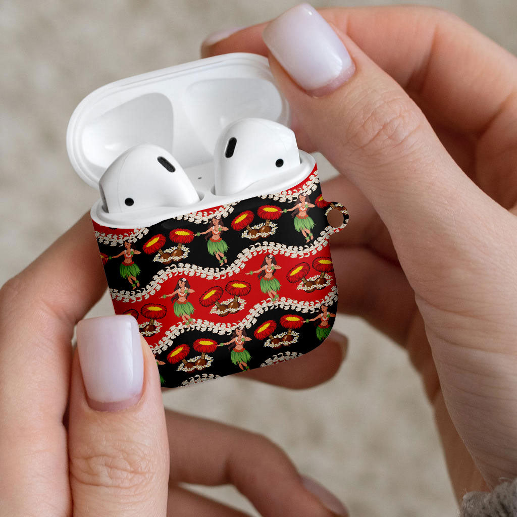 Uliuli Hawaii Makahiki AirPods Case Hawaiian Puakenikeni Lei Hula Girl Red Version LT14 - Polynesian Pride