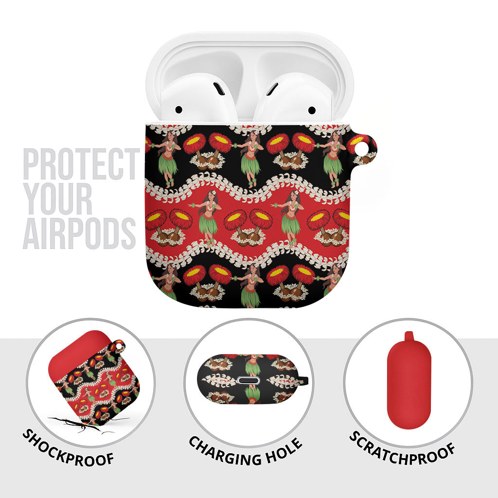 Uliuli Hawaii Makahiki AirPods Case Hawaiian Puakenikeni Lei Hula Girl Red Version LT14 - Polynesian Pride