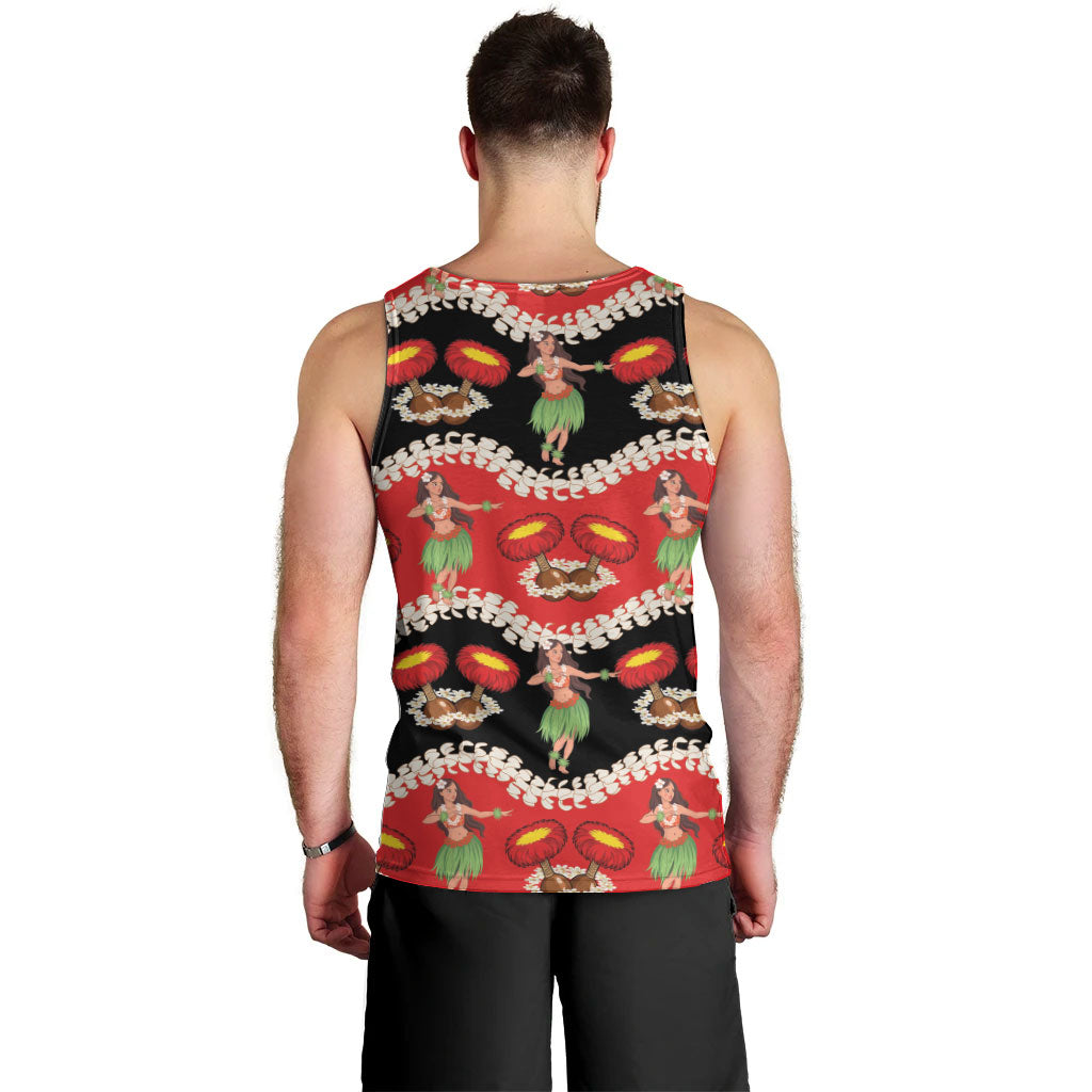 Uliuli Hawaii Makahiki Men Tank Top Hawaiian Puakenikeni Lei Hula Girl Red Version LT14 - Polynesian Pride