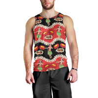 Uliuli Hawaii Makahiki Men Tank Top Hawaiian Puakenikeni Lei Hula Girl Red Version LT14 - Polynesian Pride