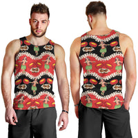 Uliuli Hawaii Makahiki Men Tank Top Hawaiian Puakenikeni Lei Hula Girl Red Version LT14 - Polynesian Pride