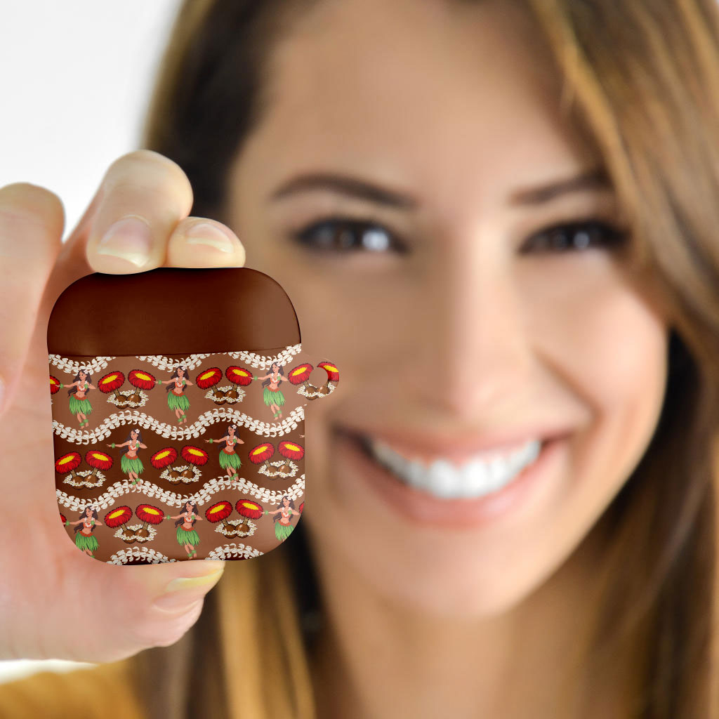 Uliuli Hawaii Makahiki AirPods Case Hawaiian Puakenikeni Lei Hula Girl Brown Version LT14 - Polynesian Pride