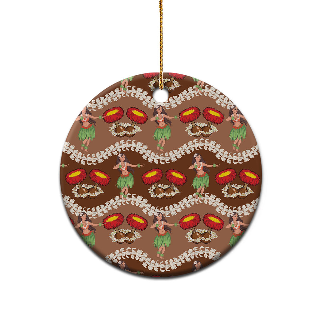 Uliuli Hawaii Makahiki Ceramic Ornament Hawaiian Puakenikeni Lei Hula Girl Brown Version LT14 - Polynesian Pride