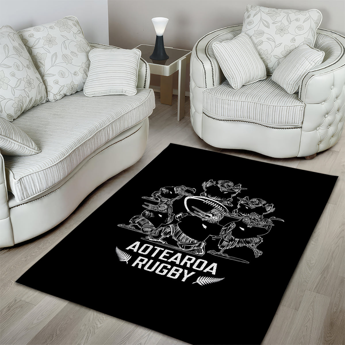 New Zealand Silver Fern Rugby Area Rug Haka Aotearoa Kiwi Dance LT14 - Polynesian Pride