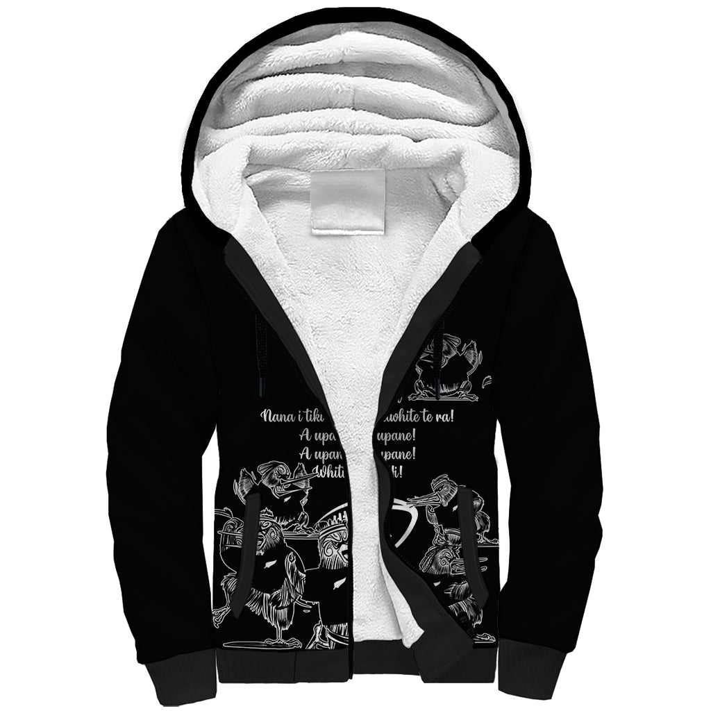 New Zealand Silver Fern Rugby Sherpa Hoodie Haka Aotearoa Kiwi Dance LT14 Unisex Black - Polynesian Pride