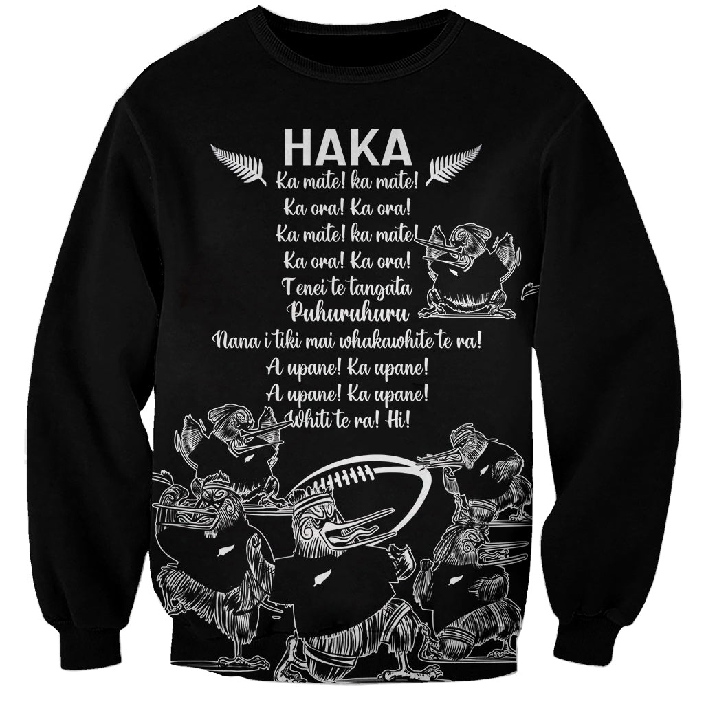 New Zealand Silver Fern Rugby Sweatshirt Haka Aotearoa Kiwi Dance LT14 Unisex Black - Polynesian Pride