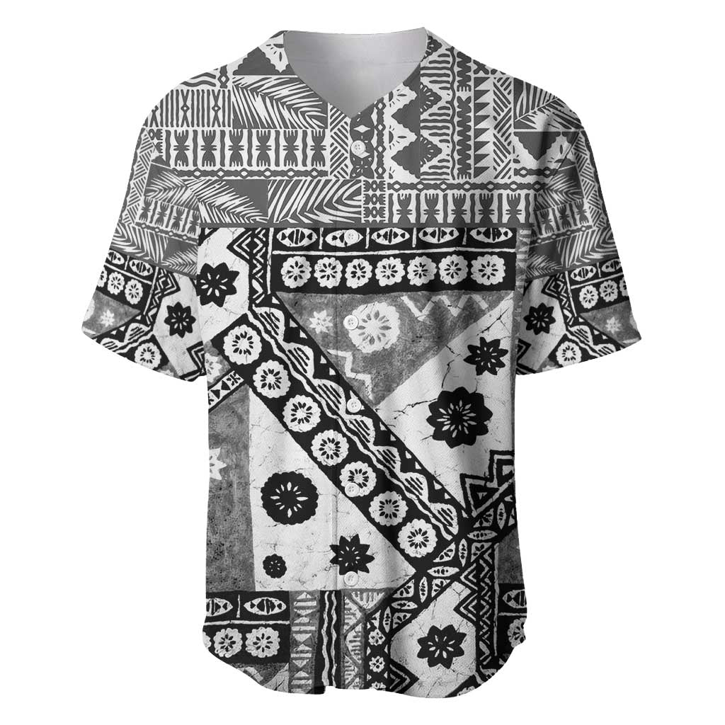 Black Bula Fiji Baseball Jersey Unique Masi Tapa Pattern LT14 Black - Polynesian Pride