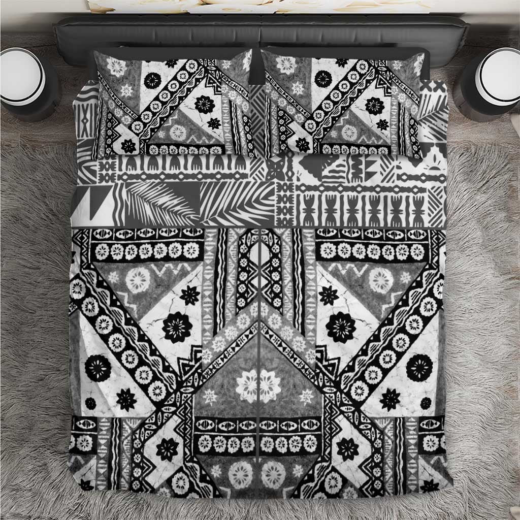 Black Bula Fiji Bedding Set Unique Masi Tapa Pattern