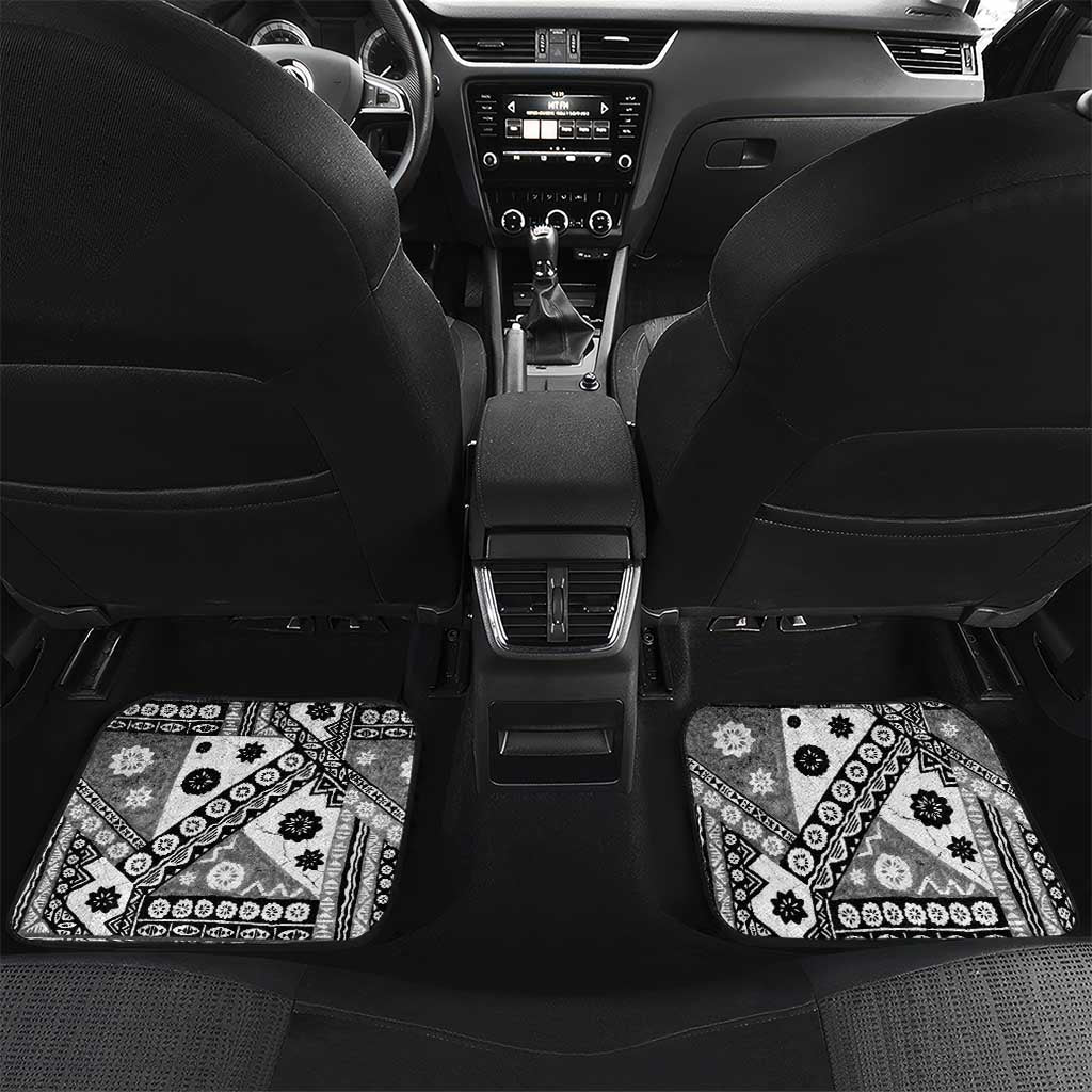 Black Bula Fiji Car Mats Unique Masi Tapa Pattern LT14 Set 2pcs - Back Black - Polynesian Pride
