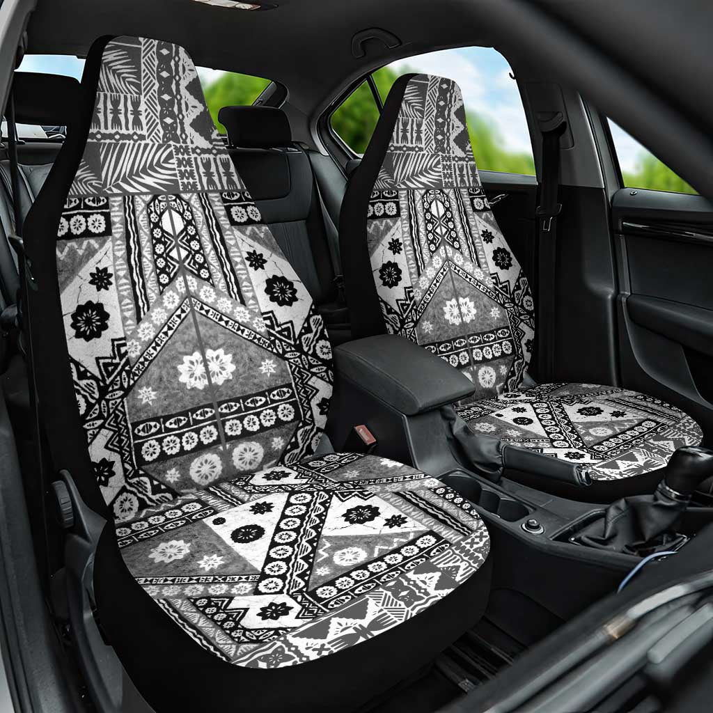 Black Bula Fiji Car Seat Cover Unique Masi Tapa Pattern LT14 One Size Black - Polynesian Pride