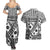 Black Bula Fiji Couples Matching Summer Maxi Dress and Hawaiian Shirt Unique Masi Tapa Pattern