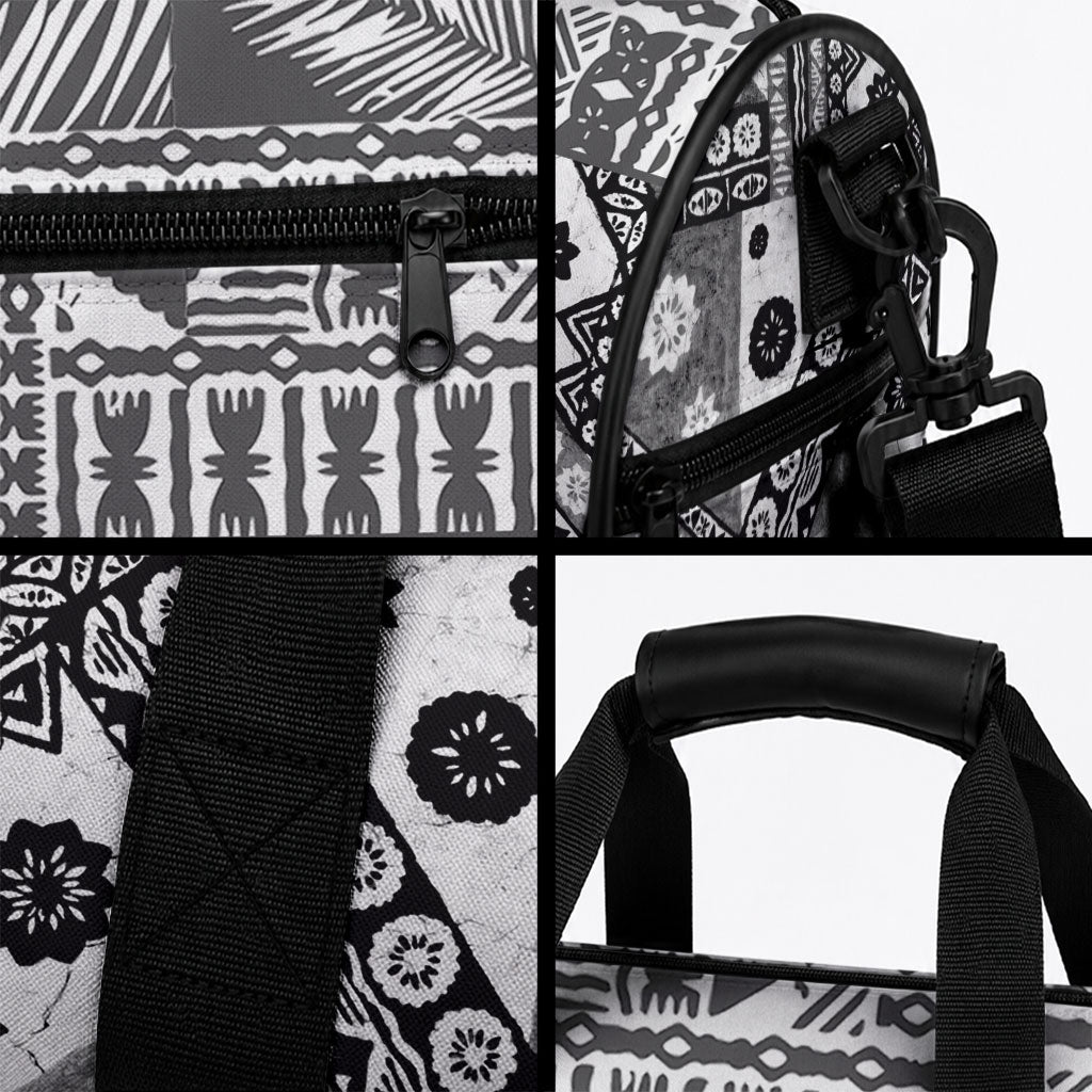 Black Bula Fiji Duffle Bag Unique Masi Tapa Pattern LT14 - Polynesian Pride