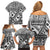 Black Bula Fiji Family Matching Off Shoulder Short Dress and Hawaiian Shirt Unique Masi Tapa Pattern