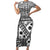 Black Bula Fiji Family Matching Short Sleeve Bodycon Dress and Hawaiian Shirt Unique Masi Tapa Pattern