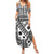 Black Bula Fiji Family Matching Summer Maxi Dress and Hawaiian Shirt Unique Masi Tapa Pattern