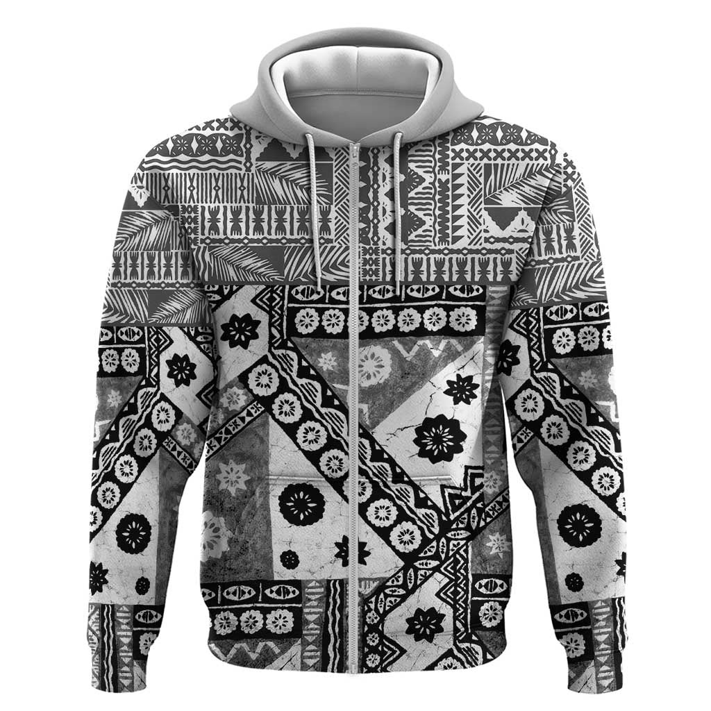 Black Bula Fiji Hoodie Unique Masi Tapa Pattern LT14 Zip Hoodie Black - Polynesian Pride