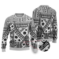Black Bula Fiji Ugly Christmas Sweater Unique Masi Tapa Pattern LT14 Black - Polynesian Pride