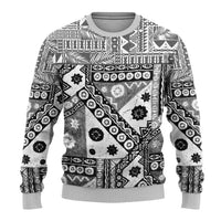Black Bula Fiji Ugly Christmas Sweater Unique Masi Tapa Pattern LT14 - Polynesian Pride