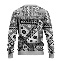 Black Bula Fiji Ugly Christmas Sweater Unique Masi Tapa Pattern LT14 - Polynesian Pride