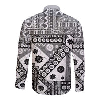 Black Bula Fiji Long Sleeve Button Shirt Unique Masi Tapa Pattern LT14 - Polynesian Pride