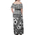 Black Bula Fiji Off Shoulder Maxi Dress Unique Masi Tapa Pattern