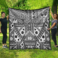 Black Bula Fiji Quilt Unique Masi Tapa Pattern LT14 - Polynesian Pride