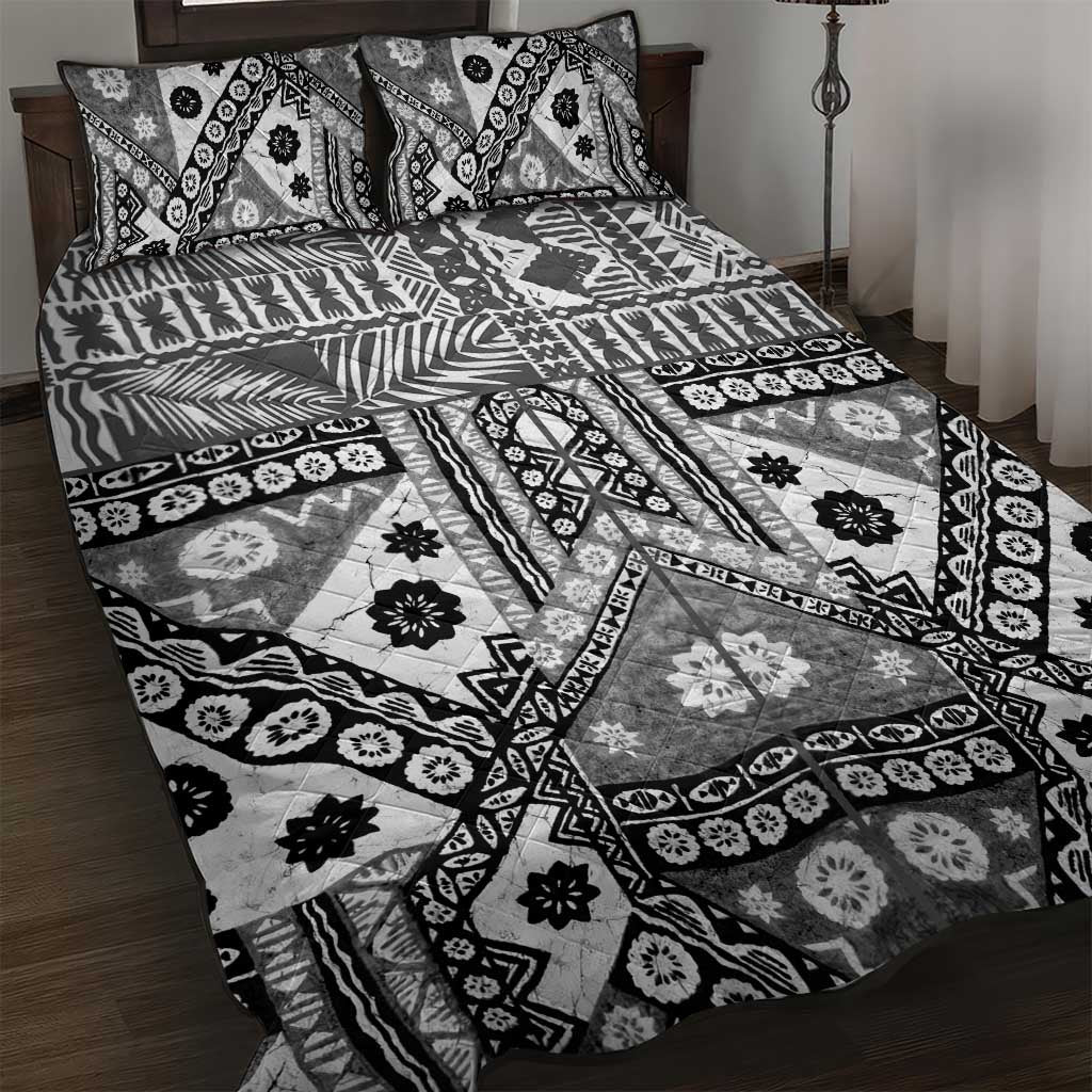 Black Bula Fiji Quilt Bed Set Unique Masi Tapa Pattern LT14 Black - Polynesian Pride