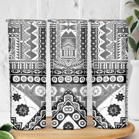 Black Bula Fiji Skinny Tumbler Unique Masi Tapa Pattern LT14 - Polynesian Pride