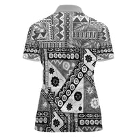 Black Bula Fiji Women Polo Shirt Unique Masi Tapa Pattern LT14 - Polynesian Pride