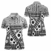 Black Bula Fiji Women Polo Shirt Unique Masi Tapa Pattern LT14 - Polynesian Pride
