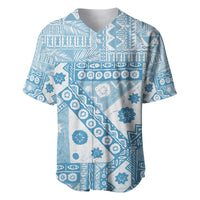 Blue Bula Fiji Baseball Jersey Unique Masi Tapa Pattern LT14 Blue - Polynesian Pride