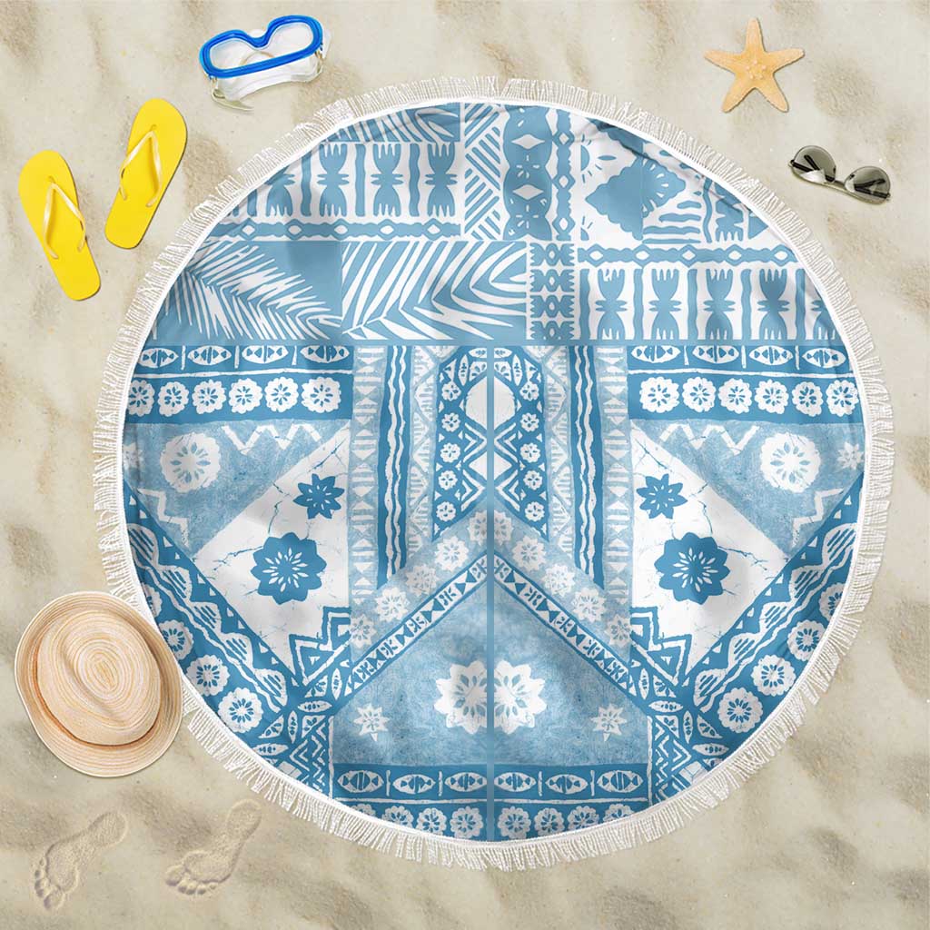 Blue Bula Fiji Beach Blanket Unique Masi Tapa Pattern LT14 One Size 150cm Blue - Polynesian Pride