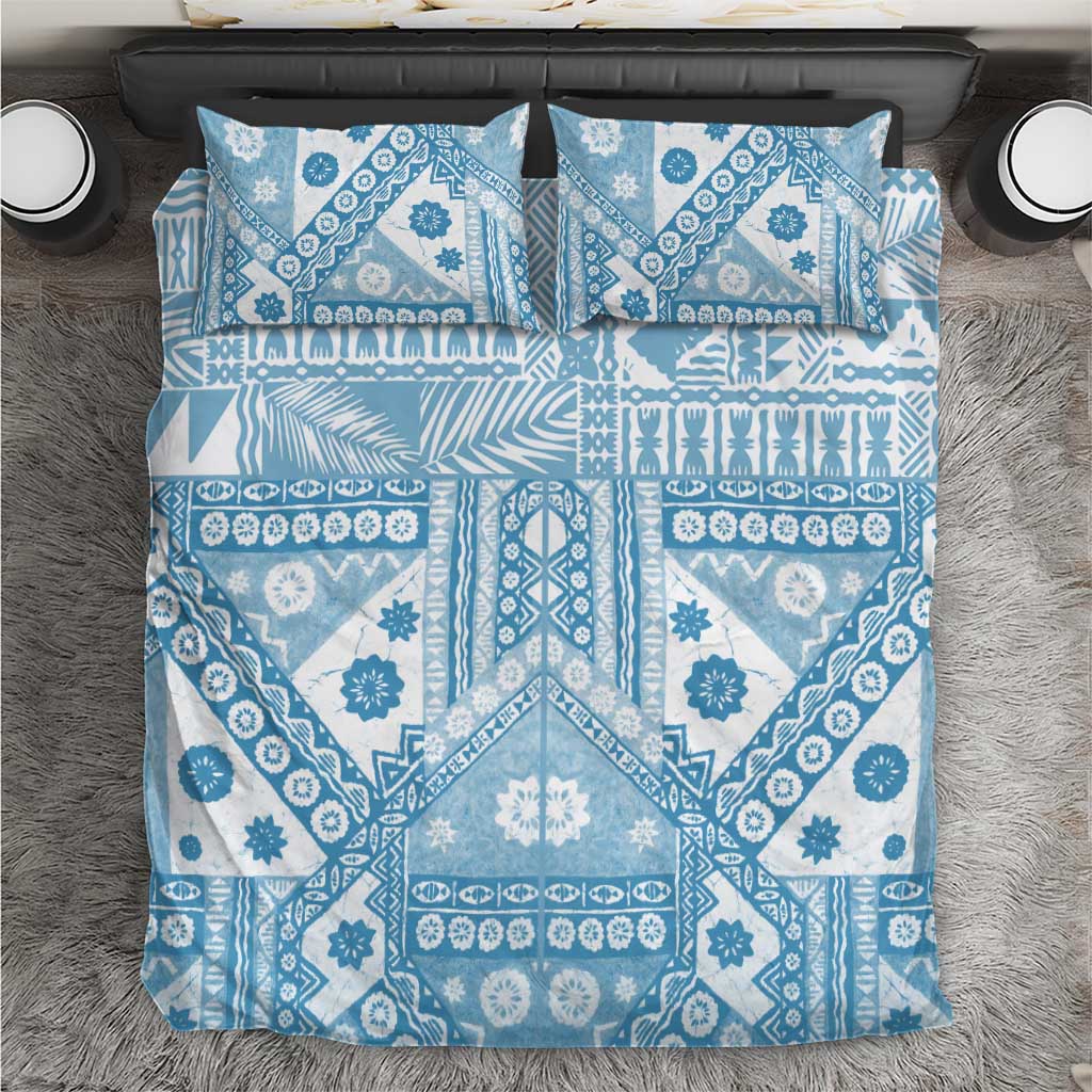 Blue Bula Fiji Bedding Set Unique Masi Tapa Pattern