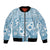 Blue Bula Fiji Bomber Jacket Unique Masi Tapa Pattern