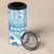 Blue Bula Fiji 4 in 1 Can Cooler Tumbler Unique Masi Tapa Pattern