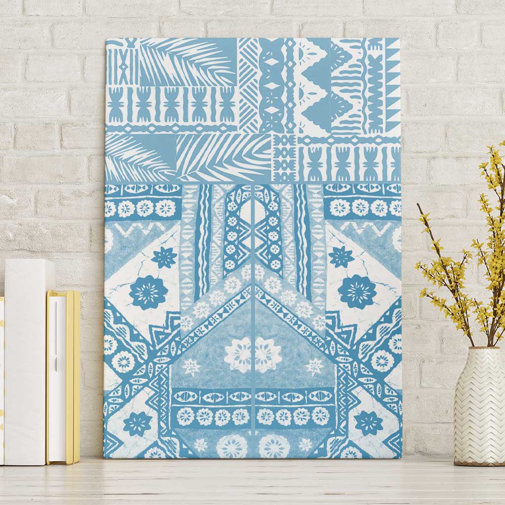 Blue Bula Fiji Canvas Wall Art Unique Masi Tapa Pattern LT14 Without Frame Blue - Polynesian Pride