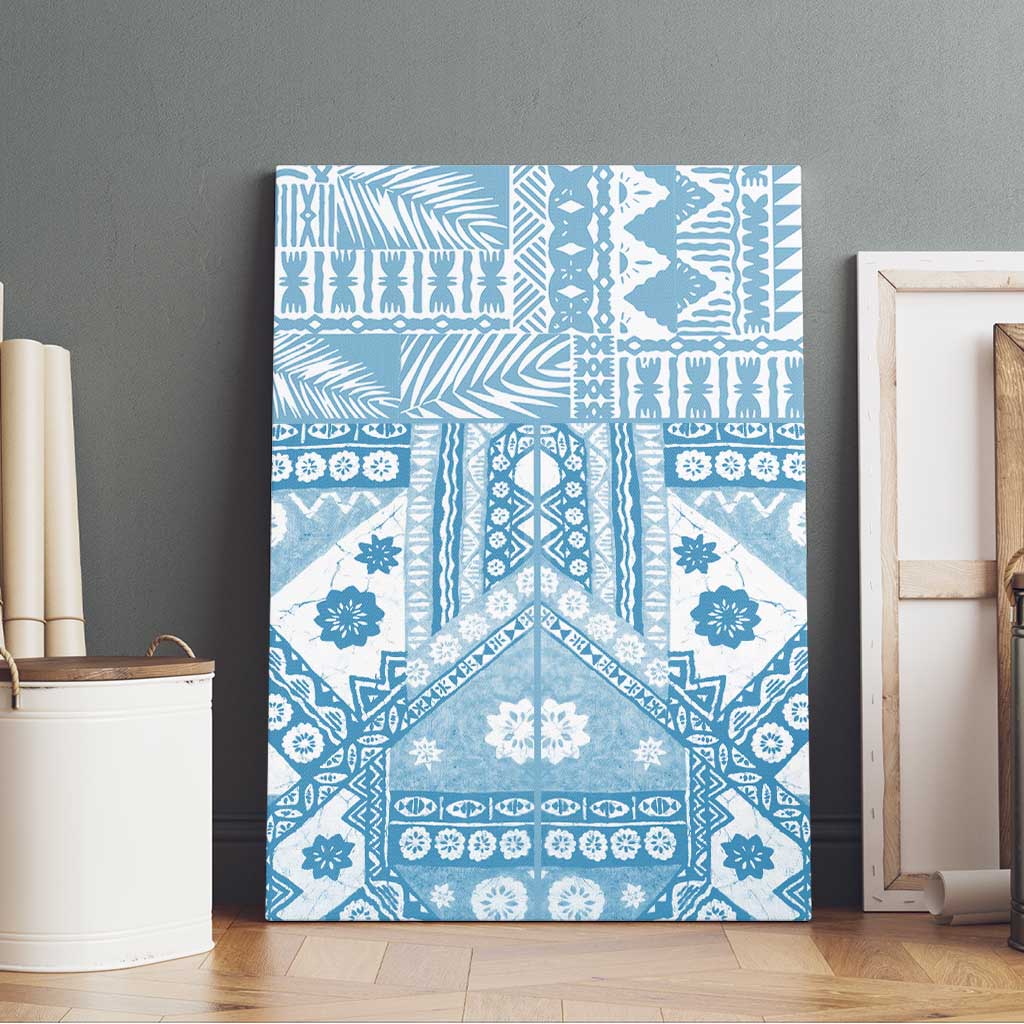 Blue Bula Fiji Canvas Wall Art Unique Masi Tapa Pattern LT14 - Polynesian Pride
