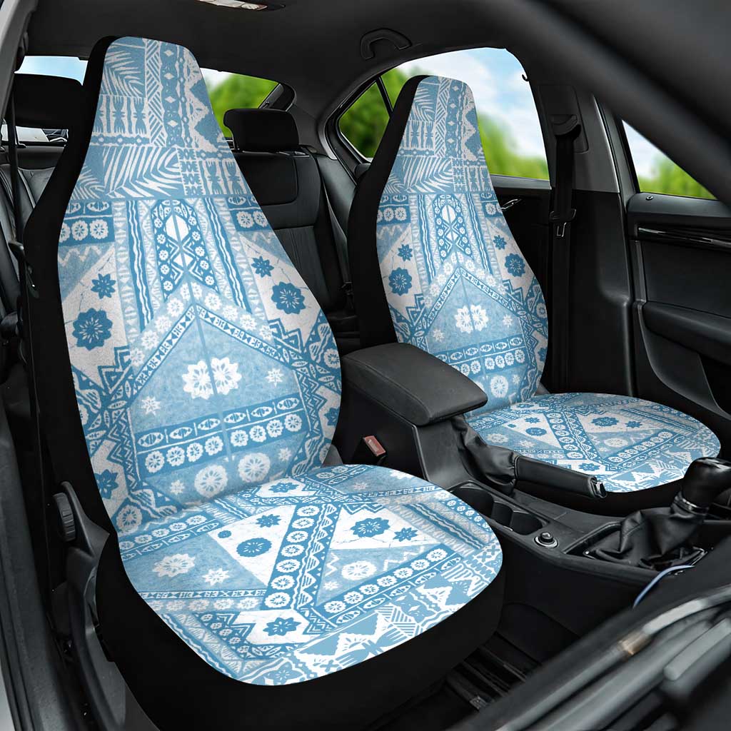 Blue Bula Fiji Car Seat Cover Unique Masi Tapa Pattern LT14 One Size Blue - Polynesian Pride