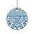 Blue Bula Fiji Ceramic Ornament Unique Masi Tapa Pattern