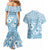 Blue Bula Fiji Couples Matching Mermaid Dress and Hawaiian Shirt Unique Masi Tapa Pattern